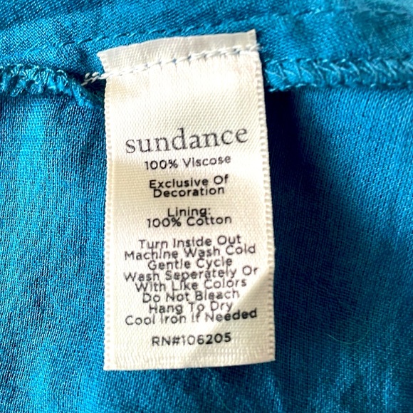 Sundance Boho Long Sleeve Tunic Dress Teal Embroidered with Pockets Wome… - Picture 7 of 8